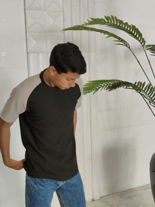 Corduroy Slim Fit Tee - Black