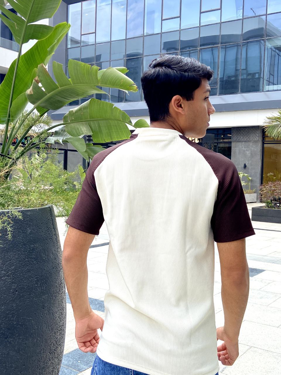 Corduroy Slim Fit Tee - beige