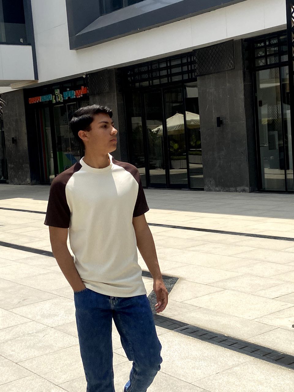 Corduroy Slim Fit Tee - beige
